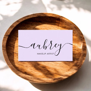 Girly Calligraphy Minimalistisch Light Lila Visitenkarte