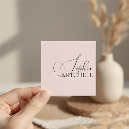 Girly Calligraphy Minimalistisch Pastell Blush Pin Quadratische Visitenkarte