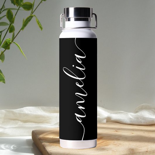 Girly Calligraphy Modern Black Trinkflasche