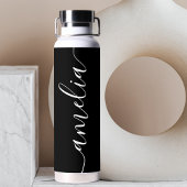 Girly Calligraphy Modern Black Trinkflasche