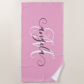 Girly Calligraphy Monogram Light Pink Strandtuch (Vorderseite)