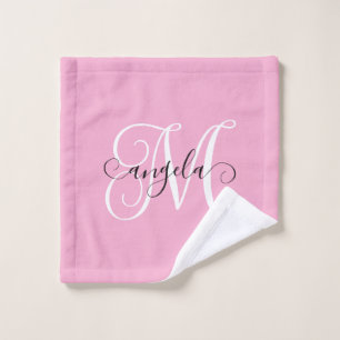 Girly Calligraphy Monogram Light Pink Waschlappen