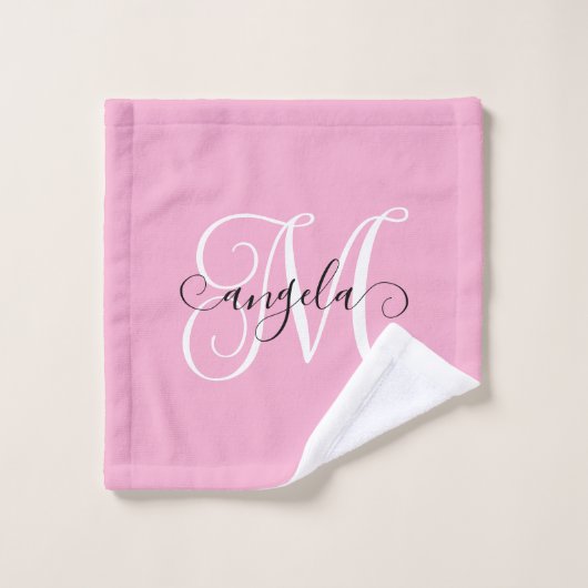 Girly Calligraphy Monogram Light Pink Waschlappen (Waschlappen)