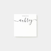 Girly Calligraphy Monogram Minimalistisch White Post-it Klebezettel (Vorderseite)