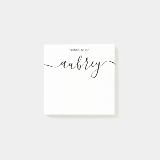 Girly Calligraphy Monogram Minimalistisch White Post-it Klebezettel (Vorderseite)