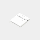 Girly Calligraphy Monogram Minimalistisch White Post-it Klebezettel (angewinkelt)