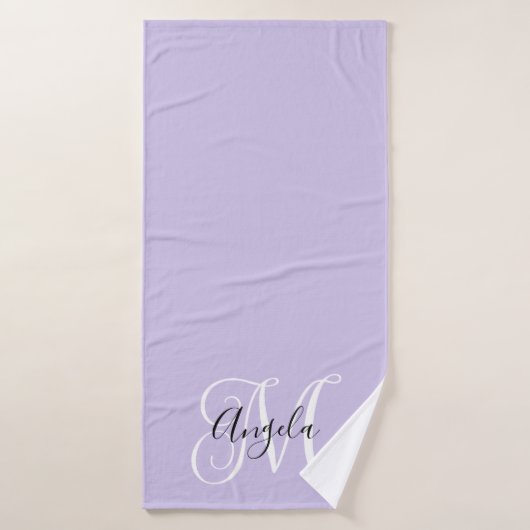Girly Calligraphy Monogram Pale Lavendel Badehandtuch (Badehandtuch)