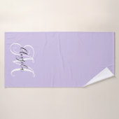Girly Calligraphy Monogram Pale Lavendel Badehandtuch (Badehandtuch)