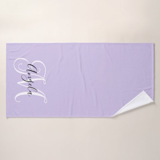 Girly Calligraphy Monogram Pale Lavendel Badehandtuch (Badehandtuch)