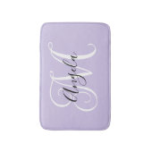 Girly Calligraphy Monogram Pale Lavendel Badematte (Vorderseite Vertikal)