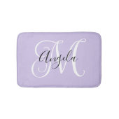 Girly Calligraphy Monogram Pale Lavendel Badematte (Vorderseite)