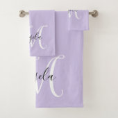 Girly Calligraphy Monogram Pale Lavendel Badhandtuch Set (Insitu)