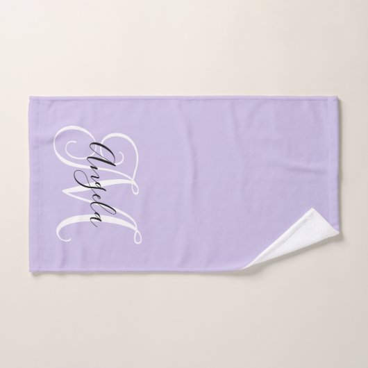 Girly Calligraphy Monogram Pale Lavendel Badhandtuch Set (Handtuch)