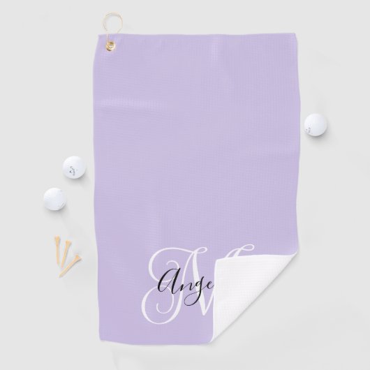 Girly Calligraphy Monogram Pale Lavendel Golfhandtuch (Insitu)