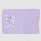 Girly Calligraphy Monogram Pale Lavendel Golfhandtuch (Horizontal)
