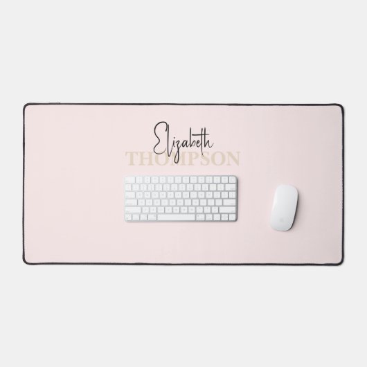 Girly Calligraphy Monogram Pink Schreibtischunterlage (Tastatur & Maus)