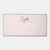 Girly Calligraphy Monogram Pink Schreibtischunterlage (Vorderseite)