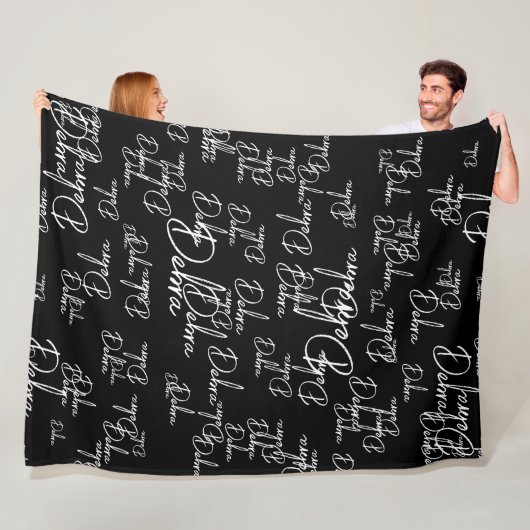 Girly Calligraphy Names Typografy Black Fleecedecke (Beispiel)