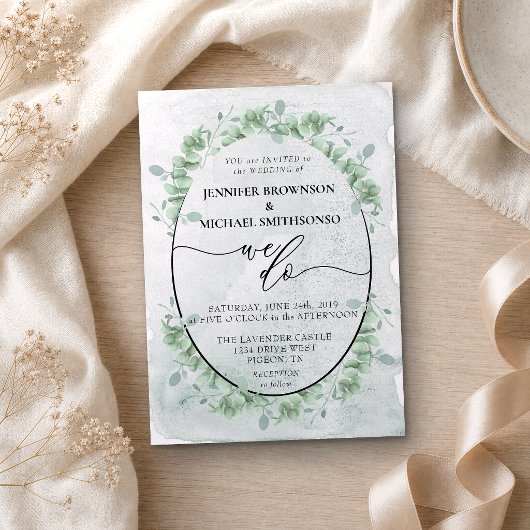 Girly Calligraphy We Do botanischer Eukalyptus Einladung