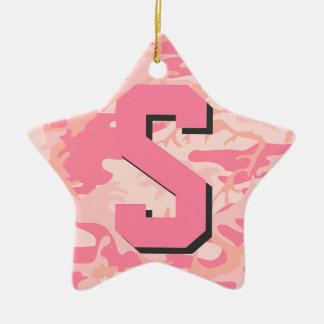 Girly Camouflage Pink Camouflage Initial Monogram Keramikornament