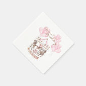 Girly Carousel Pink Einhorn Erster Geburtstag Serviette (Ecke)