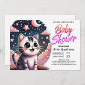 Girly Cat Digital Baby Dusche Einladung (Vorne/Hinten)