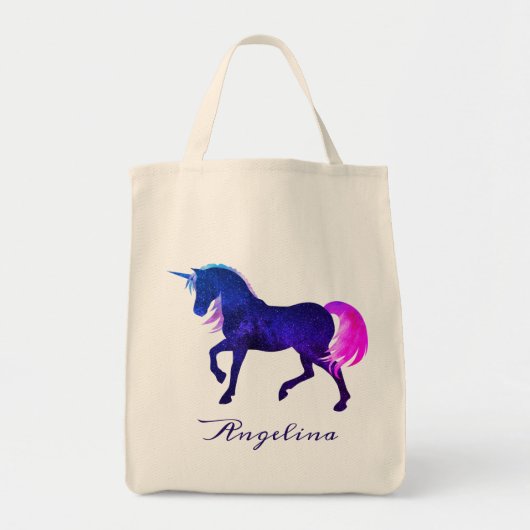 Girly Celestial Blue Pink & Lila Custom Unicorn Tragetasche (Vorne)