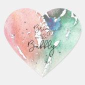 Girly Champagne Herz-Aufkleber (Vorderseite)