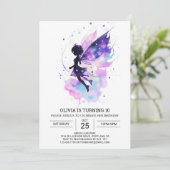 Girly Charming Fairy Birthday Einladung (Stehend Vorderseite)