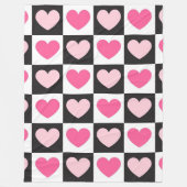 Girly Checkered Pink Hearts Luxury Fleecedecke (Vorderseite)