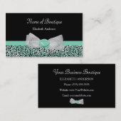 Girly Cheetah Print Boutique Niedlich Minze Bow Visitenkarte (Vorne/Hinten)