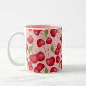 Girly Cherries Muster rosa mit personalisiertem Na Zweifarbige Tasse (Links)