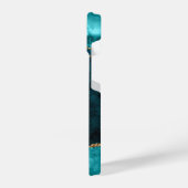 Girly Chic Aquamarin Gold Agate Geode Monogram iPhone Hülle (Linke Seite)