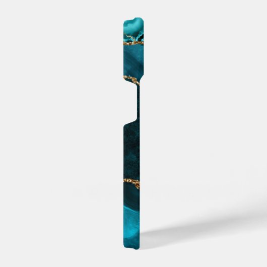 Girly Chic Aquamarin Gold Agate Geode Monogram iPhone Hülle (Rechte Seite)