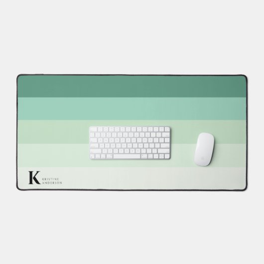 Girly Chic Aquamarin Green Ombre Classic Monogram Schreibtischunterlage (Tastatur & Maus)