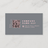 Girly Chic Blush Pink Gray Typografy QR Code Visitenkarte (Rückseite)