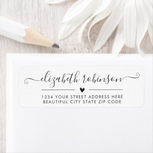 Girly Chic Calligrafy Script Herzadresse Label (Insitu)