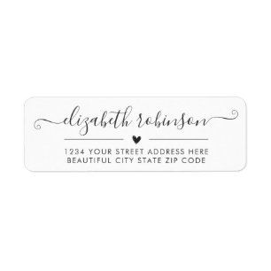 Girly Chic Calligrafy Script Herzadresse Label