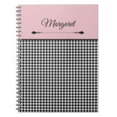 Girly Chic Classic Houndstooth & Pink Notebook Notizblock (Vorderseite)