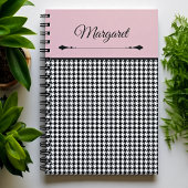 Girly Chic Classic Houndstooth & Pink Notebook Notizblock