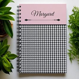 Girly Chic Classic Houndstooth & Pink Notebook Notizblock
