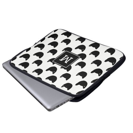 Girly chic Doodle Black Cat Monogram Personalisier Laptopschutzhülle (Vorne Knopf)
