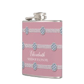 Girly Chic Elegant Diamond Pearl Bridesmaid Flachmann (Links)