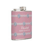 Girly Chic Elegant Diamond Pearl Bridesmaid Flachmann (Rechts)