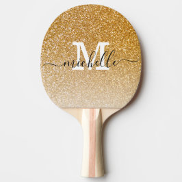 Girly Chic Elegant Gold Glitzer Ombre Monogram Tischtennis Schläger