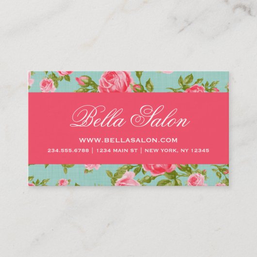 Girly Chic Elegante Vintage Rose Visitenkarte (Vorderseite)