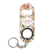 Girly Chic Floral Pattern mit Monogram Name Mini Flaschenöffner (Vorderseite)