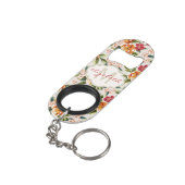 Girly Chic Floral Pattern mit Monogram Name Mini Flaschenöffner (Rückseite Schrägansicht)