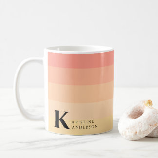 Girly Chic Gentle Peach Ombre Classic Monogram Kaffeetasse
