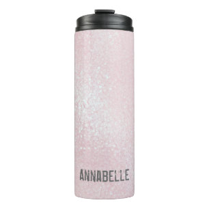Girly chic glänzend glänzend hellrosa personalisie thermosbecher
